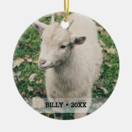 Personlig Pet Goat Photo Namn Julgran Julgransprydnad Keramik