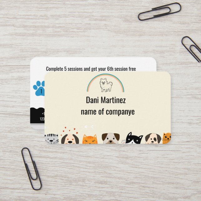 Personlig Pet Grooming Loyalty Card Visitkort (Fram/Back In Situ)