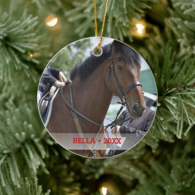 Personlig Pet Horse Photo & Namn Julgran Julgransprydnad Keramik (Träd)