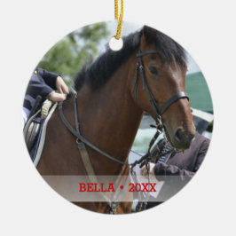 Personlig Pet Horse Photo & Namn Julgran Julgransprydnad Keramik