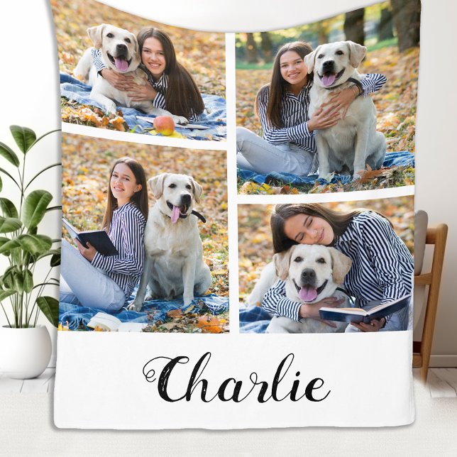Personlig Pet Hund älskare Photo Collage Fleecefilt (Skapare uppladdad)
