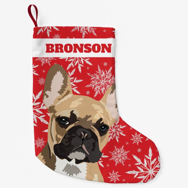 Personlig Pet-Hund | Fawn Fransk Bulldog Gift Liten Julstrumpa (Framsidan)
