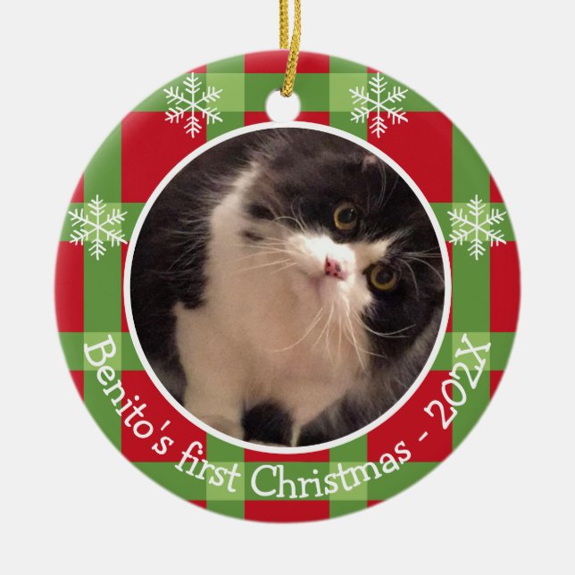 Personlig Pet-jul Snowflake 2 Photo Julgransprydnad Keramik (Framsidan)