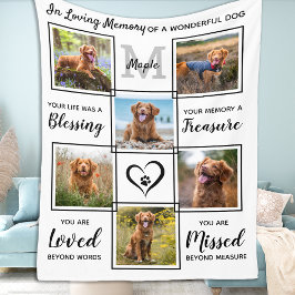 Personlig Pet Loss Keepsaké Pet Hund Memorial Fleecefilt