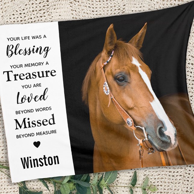 Personlig Pet Loss Photo Horse Memorial Fleecefilt (Skapare uppladdad)
