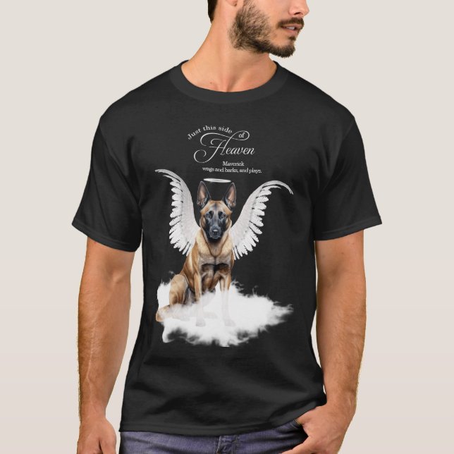 Personlig Pet Memorial Belgium Malinois Hund T Shirt (Framsida)