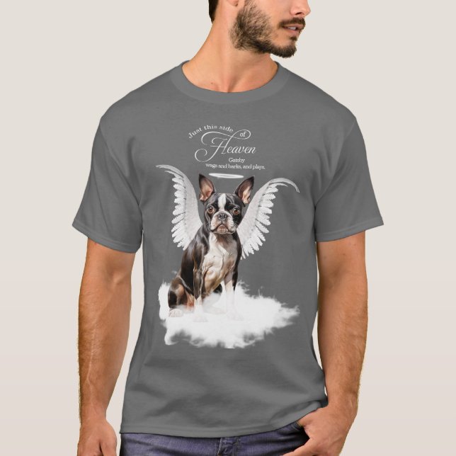 Personlig Pet Memorial Boston Terrier Hund T Shirt (Framsida)