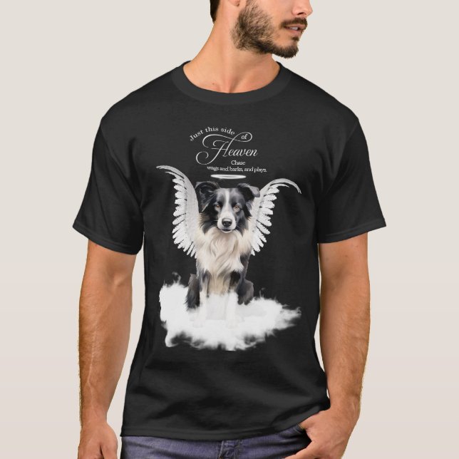 Personlig Pet Memorial Gräns Collie Hund T Shirt (Framsida)