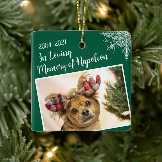 Personlig Pet Memorial-julfoto Julgransprydnad Keramik (Träd)
