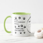 Personlig Pet Memorial Mugg -<br><div class="desc">Minnet av ditt älskade husdjur med Personligen Pet Memorial Mugg. Den här tänkvärda hyllningen har en minimalistisk silhuett eller illustration av ditt sällskapsdjur på ena sidan, parad med ditt uppladdade foto till husdjuret, deras namn och betydande data på den andra. Du kan också lägga till ett minnescitat i anpassningsbarna som...</div>