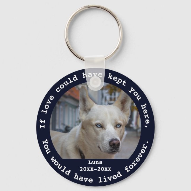Personlig Pet Memorial Photo, namn och år Nyckelring (Framsida)