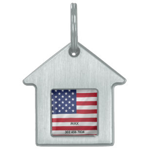 Personlig Pet Namn American Flagga Patriotic ID-bricka Husdjur
