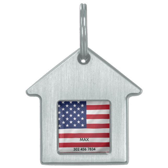 Personlig Pet Namn American Flagga Patriotic ID-bricka Husdjur (Framsidan)