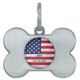 Personlig Pet Namn American Flagga Patriotic ID-bricka Husdjur