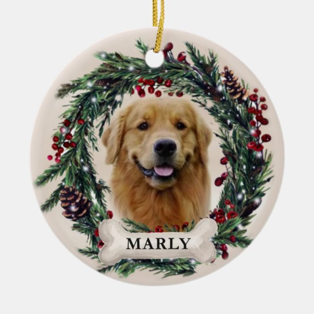 Personlig Pet Ornament, Hund jul 2022 Julgransprydnad Keramik (Framsidan)