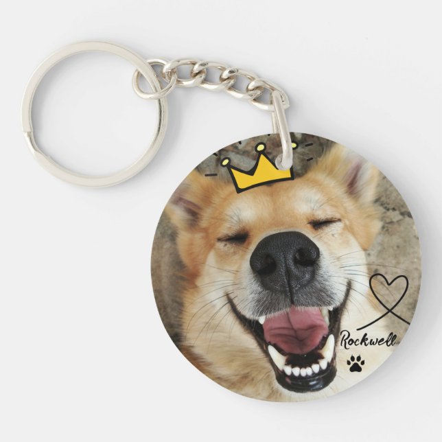 Personlig Pet Photo and Namn Hund Keychain (Framsidan)