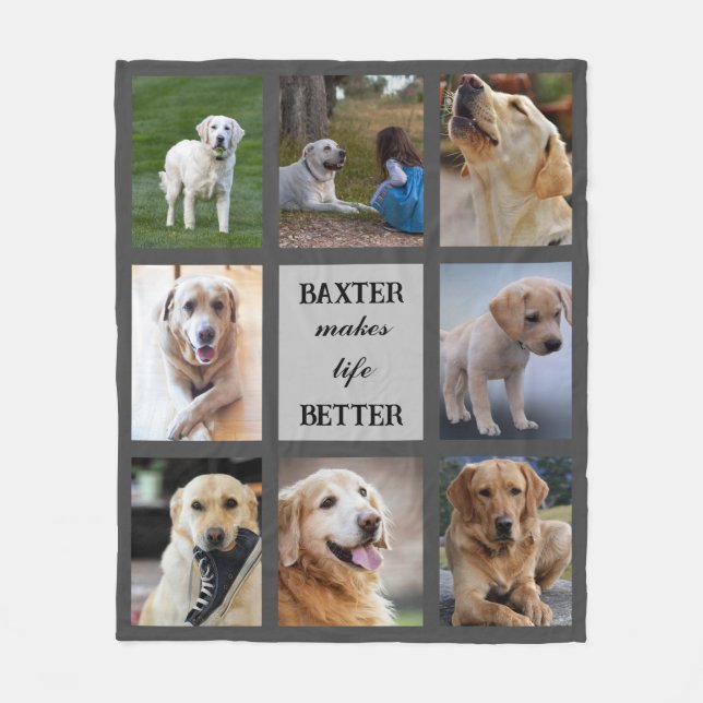 Personlig Pet Photo and Text Hund Cat Family Fleecefilt (Framsidan)