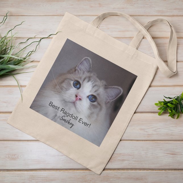 Personlig Pet Photo Best Ragdoll Cat nånsin Tote Tygkasse (Personalize with your photo, text and pet name.)