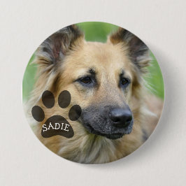 Personlig Pet Photo Button med Paw Print Knapp