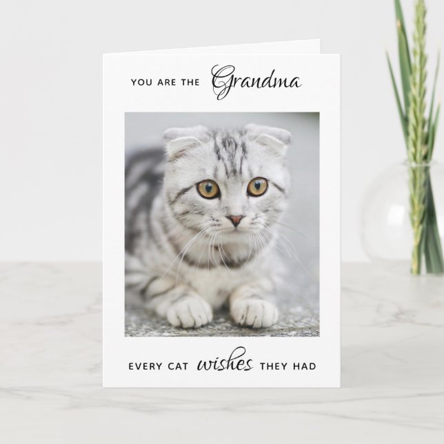 Personlig Pet Photo Cat Grandma Mors dag H Helgkort (Framsida)