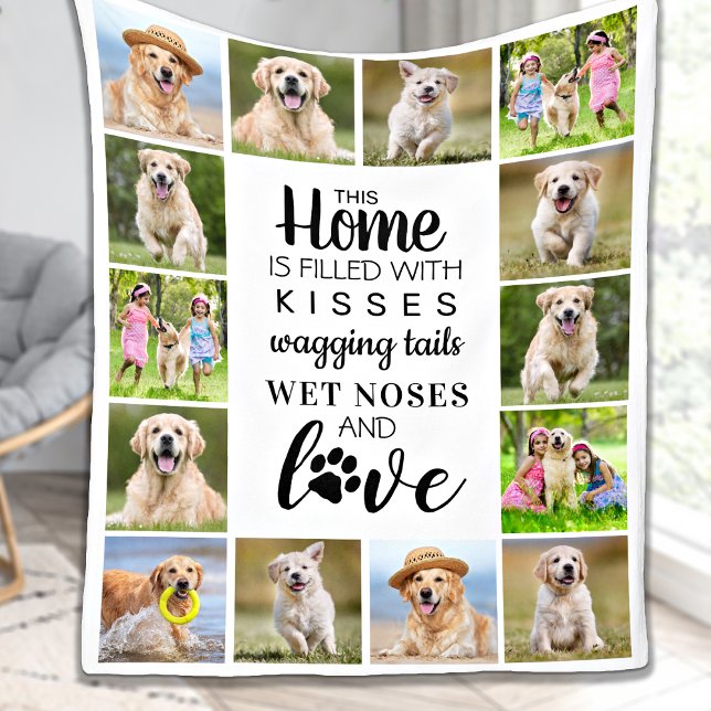 Personlig Pet Photo Collage Hund älskare Fleecefilt (Skapare uppladdad)