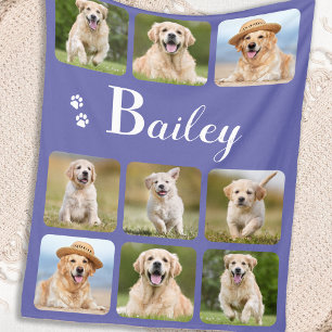 Personlig Pet Photo Collage Monogram Hund älskare Fleecefilt