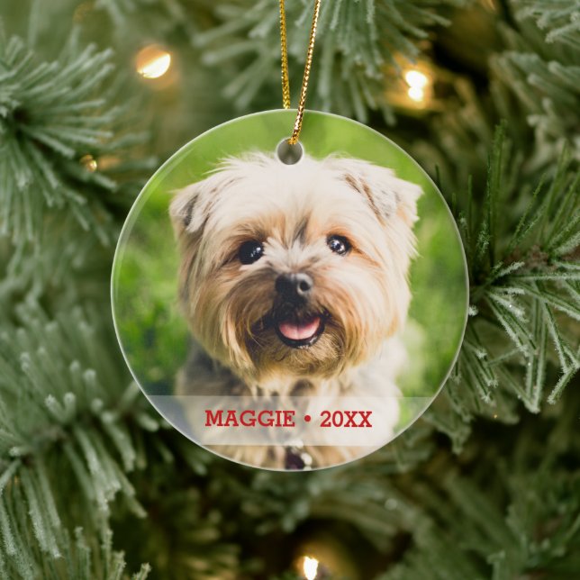 Personlig Pet Photo Dubbla Sided Julgran Julgransprydnad Keramik (Träd)