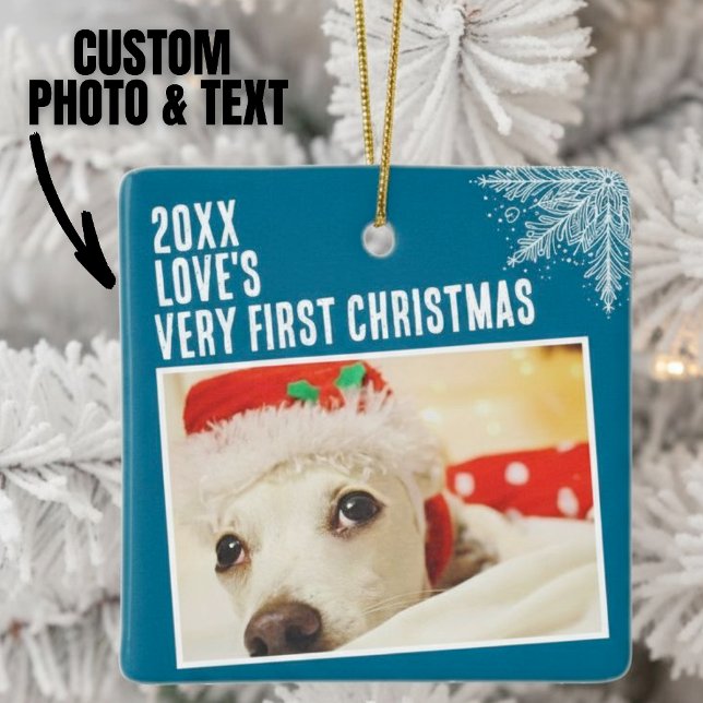 Personlig Pet Photo First jul-Anpassningsbar Julgransprydnad Keramik (Personalized Pet Photo First Christmas Custom Ceramic Ornament.)