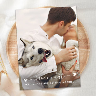Personlig Pet Photo Hund Bröllop spara datum Meddelande Vykort