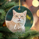 Personlig Pet Photo Julgransprydnad Keramik<br><div class="desc">Skapa din egen anpassningsbar fotot personlig som är ett sällskapsfotodekorerat namn den här julhelgen.</div>