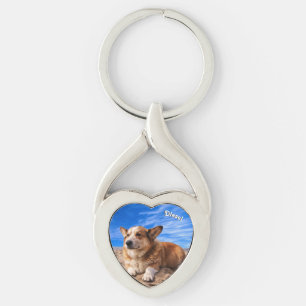 Personlig Pet Photo Keepsak Hund älskare Twisted Heart Silverfärgad Nyckelring