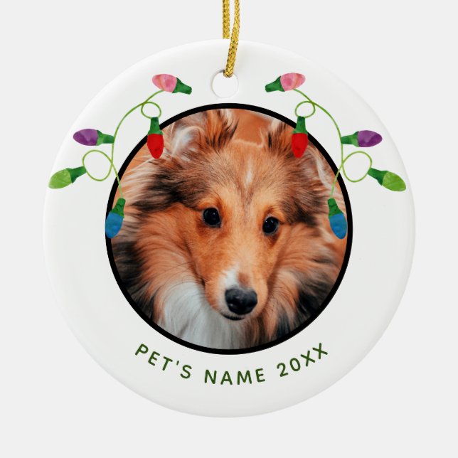 Personlig Pet Photo med jul Ljus Julgransprydnad Keramik (Framsidan)