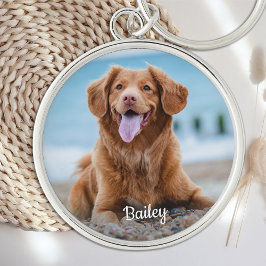 Personlig Pet Photo Memorial Keepsak Hund älskare Rund Silverfärgad Nyckelring