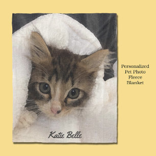 Personlig Pet Photo Monogrammed Fleecefilt
