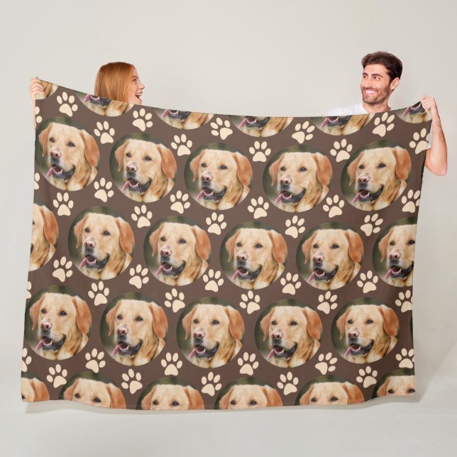 Personlig Pet Photo Mönster Hund Brown Fleecefilt (På plats)