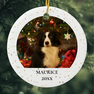 Personlig Pet Photo Namn År Julgransprydnad Keramik