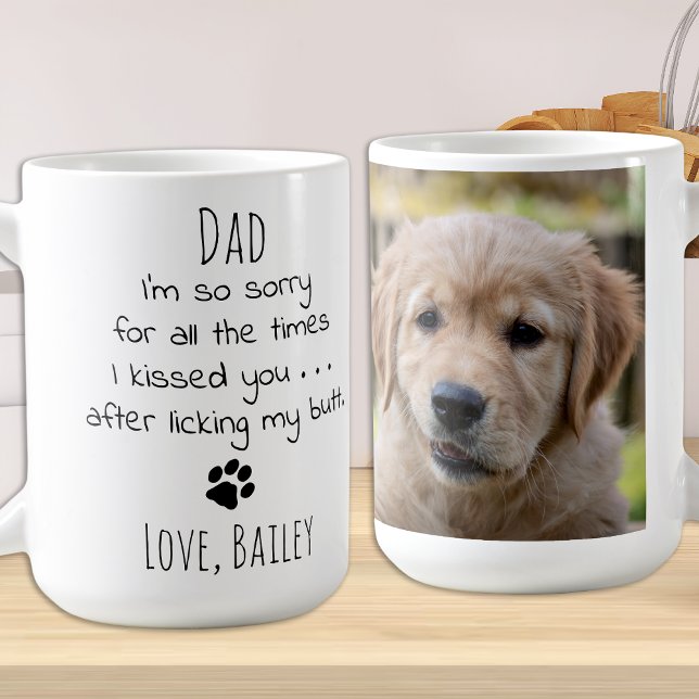 Personlig Pet Photo Rolig hund Pappa Coffee Mugg (Skapare uppladdad)