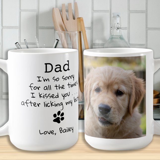 Personlig Pet Photo Rolig hund Pappa Fars dag Kaffemugg (Skapare uppladdad)