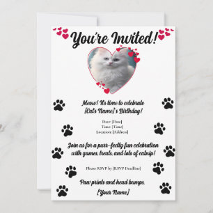 Personlig Pet Photo Tass avtryck och Hearts Decor Inbjudningar