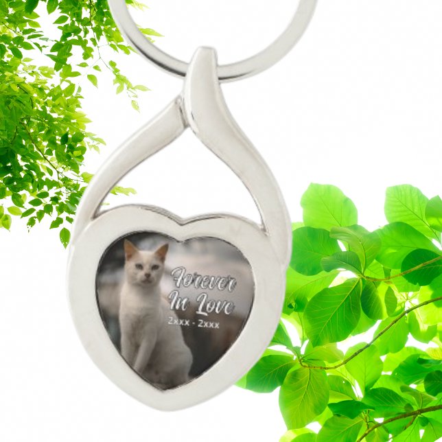 Personlig Pet Photo Twisted Heart Silverfärgad Nyckelring (Skapare uppladdad)