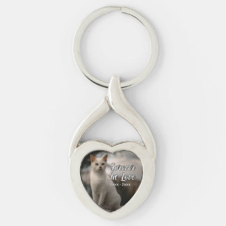 Personlig Pet Photo Twisted Heart Silverfärgad Nyckelring