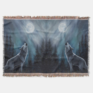 Personlig Pet Photo Varg Howling i Måne Filt