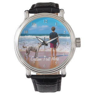 Personlig Pet Photo Watch med Anpassningsbar Text Armbandsur