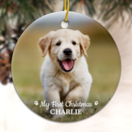 Personlig Pet Puppy Photo Hund Första jul Julgransprydnad Keramik
