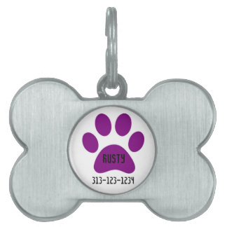 Personlig Pet-tagg/Paw-utskrift ID-bricka Husdjur