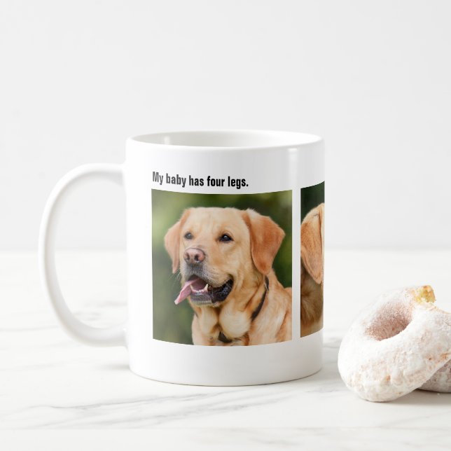 Personlig Pet Three Photo Coffee Kaffemugg (Med munk)