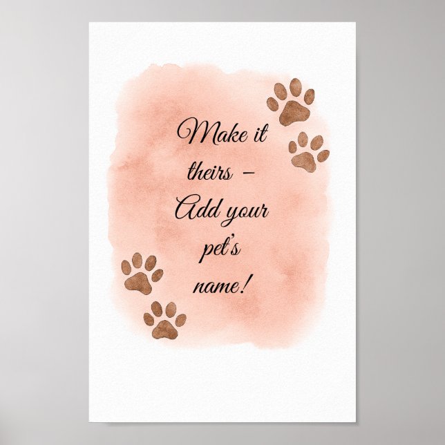 Personlig Pet Wall Art Art - Elegant Paw Print Des Poster (Framsidan)