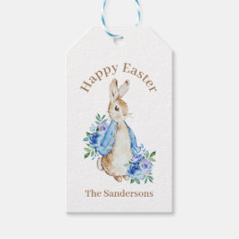 Personlig Peter Rabbit Watercolor Blommigt Påsk Presentetikett