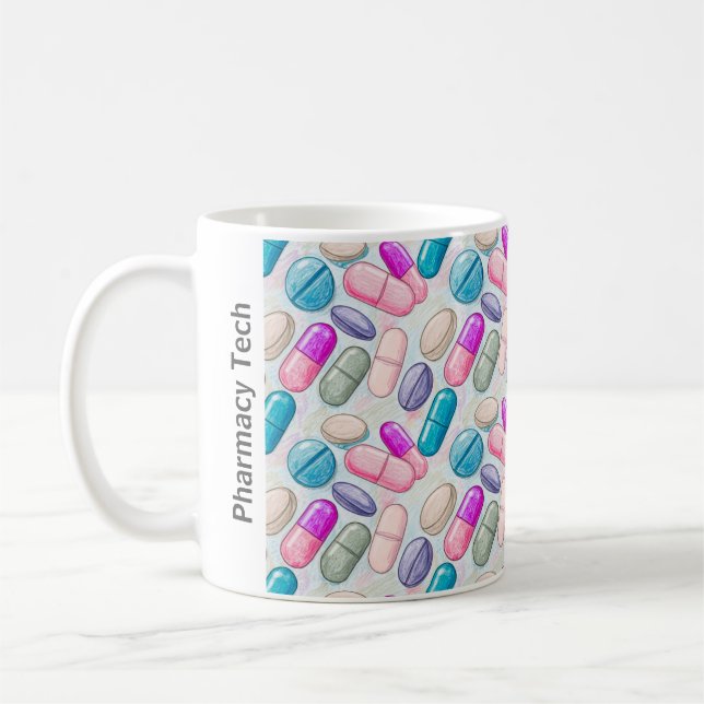 Personlig Pharmacy Mugg Rosa Lila Grått Pill (Vänster)