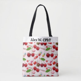Personlig Pharmacy Tote Bag Cherry and Rosa Tygkasse